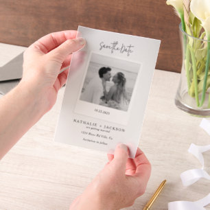 Invitations En Vélin Carte de mariage minimaliste pour couple Photo Enr