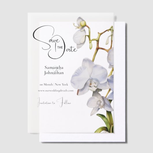 Invitations En Vélin Cascade d'orchidées blanches luxe fleurs tropicale (Compenser)