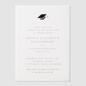 Invitations En Vélin Casquette de grade simple Élégant Graduation (Recto)