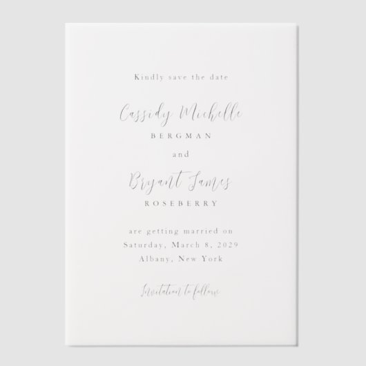 Invitations En Vélin Cassidy Traditionnel Mariage élégant Enregistrer l (Recto)