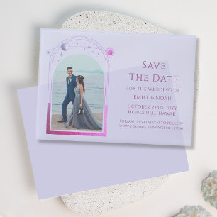Invitations En Vélin Céleste Rose Bleu Photo Mariage Enregistrer La Dat