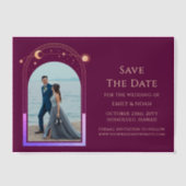 Invitations En Vélin Celestial Fuchsia Gold Photo Wedding Enregistrer L (Recto)