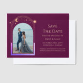 Invitations En Vélin Celestial Fuchsia Gold Photo Wedding Enregistrer L (Compenser)