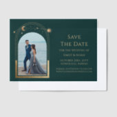 Invitations En Vélin Celestial Green Gold Photo Wedding Enregistrer La (Compenser)
