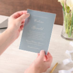 Invitations En Vélin Celine Muted Blue Mariage élégant<br><div class="desc">Invitations de mariage classiques avec un design simple et intemporel avec un script élégant et des polices serif traditionnelles.</div>