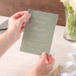 Invitations En Vélin Celine Muted Green Mariage élégant<br><div class="desc">Invitations de mariage classiques avec un design simple et intemporel avec un script élégant et des polices serif traditionnelles.</div>