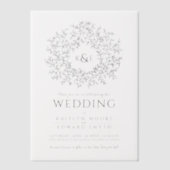 Invitations En Vélin Cercle de mariage monogramme feuille (Recto)