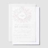 Invitations En Vélin Cercle feuille monogramme mariage rose (Compenser)