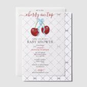Invitations En Vélin Cerise sur le dessus Baby shower moderne Blue Bow  (Décalage (Invitation))