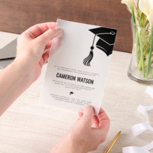 Invitations En Vélin Chapeau de remise des diplômes et gland moderne mi