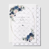 Invitations En Vélin Charm Aquarelle Marine bleu Blush Flowers Mariage (Décalage (Invitation))