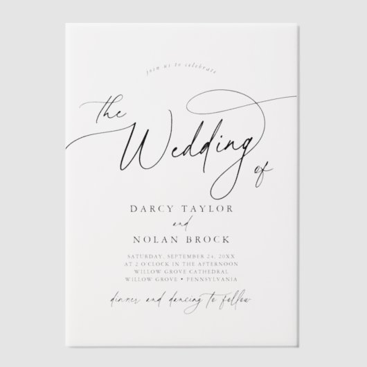 Invitations En Vélin Charme élégant Noir Simple Boho Mariage moderne (Recto)