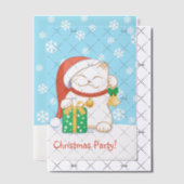 Invitations En Vélin Chat de Noël blanc dans une insertion de fête au c (Décalage (Invitation))