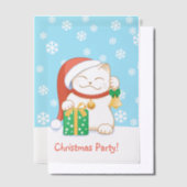 Invitations En Vélin Chat de Noël blanc dans une insertion de fête au c (Compenser)