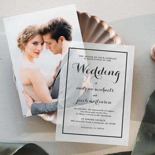 Invitations En Vélin Chic Calligraphie Script Mariage classique