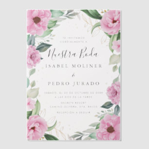 Invitations En Vélin Chic Eucalyptus Roses Rose Nuestra Boda Mariage