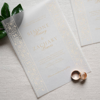 Invitations En Vélin Chic Formal Ecru Scrollwork Border Wedding