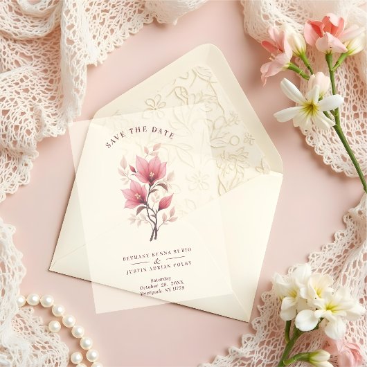 Invitations En Vélin Chic Romantic Floral Botanical Posy in Pink