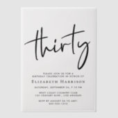 Invitations En Vélin Chic Script 30e fête d'anniversaire (Recto)