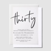 Invitations En Vélin Chic Script 30e fête d'anniversaire (Compenser)