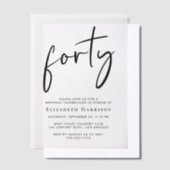 Invitations En Vélin Chic Script 40e fête d'anniversaire (Compenser)