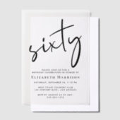 Invitations En Vélin Chic Script 60e fête d'anniversaire (Compenser)