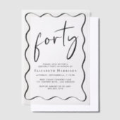 Invitations En Vélin Chic Script Wavy Frame 40e fête d'anniversaire (Compenser)