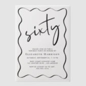 Invitations En Vélin Chic Script Wavy Frame 60e fête d'anniversaire (Recto)