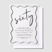 Invitations En Vélin Chic Script Wavy Frame 60e fête d'anniversaire (Compenser)