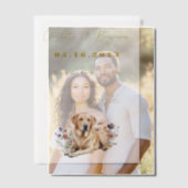 Invitations En Vélin Chien Lab jaune et fleurs sauvages Enregistrez la (Décalage (Couple))