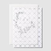 Invitations En Vélin Cimier Gris Feuillus Monogramme Enregistrer La Dat (Décalage (Invitation))