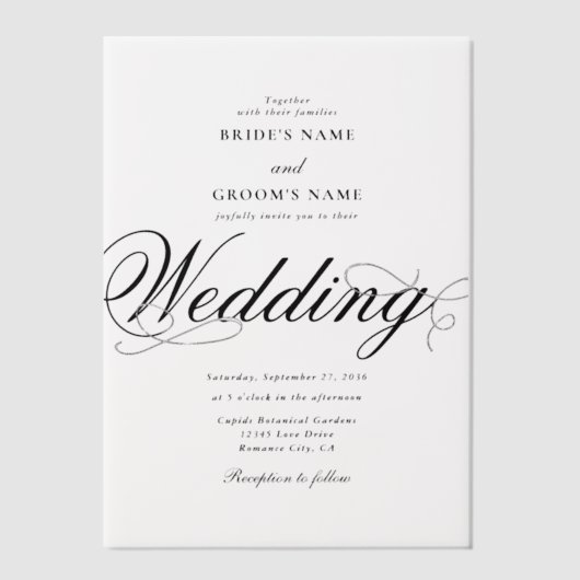 Invitations En Vélin Clair Elegant Luxe Mariage Overlay (Recto)