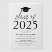 Invitations En Vélin Classe moderne de 2025 Black Graduation Party (Recto)