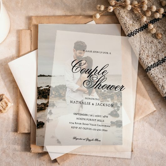 Invitations En Vélin Classic Elegant Script Couple Shower