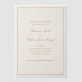Invitations En Vélin Classic Ivory and Gold Wedding Save the Date (Recto)
