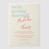 Invitations En Vélin Classic Summer Pastel Whimsical Script Mariage (Recto)