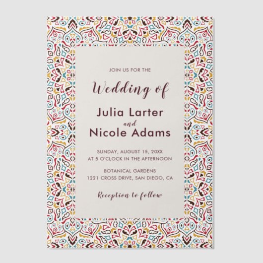 Invitations En Vélin Classical Geometric Mandala Pattern Wedding (Recto)