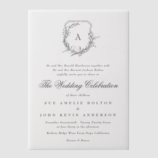 Invitations En Vélin classique classique classique classique mariage mo (Recto)