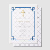 Invitations En Vélin Clé Bleue Grecque Orthodoxe Christening Garçon Bap (Décalage (Invitation))