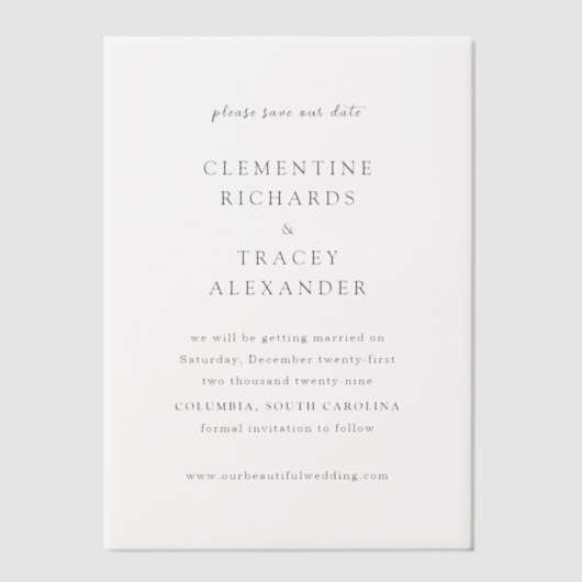 Invitations En Vélin Clementine Elegant Modern Wedding Enregistrer la d (Recto)