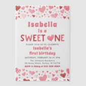 Invitations En Vélin Coeurs rouges roses doux Un Valentin Premier anniv (Recto)