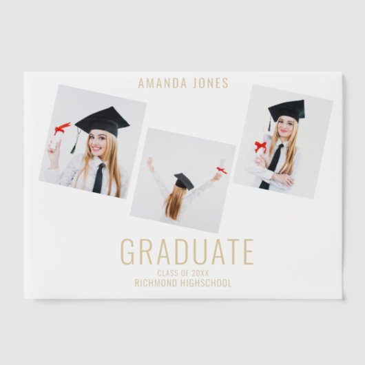 Invitations En Vélin Collection photo bleu de la Marine moderne Graduat (Recto)