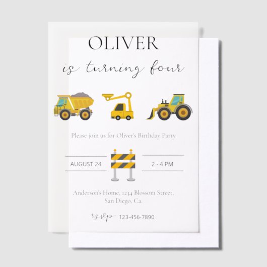 Invitations En Vélin Conception à thème de construction Anniversaire (Compenser)