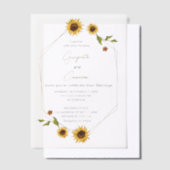 Invitations En Vélin Conception de tournesol rustique avec cadre géomét (Compenser)