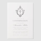 Invitations En Vélin Confirmation Elegant Vintage Crest Transparent (Recto)