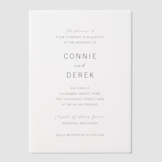 Invitations En Vélin Connie Moderne Mariage élégant (Recto)