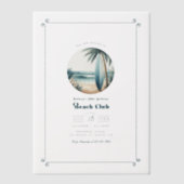 Invitations En Vélin Cool Retro Beach Club fête d'anniversaire (Recto)