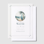 Invitations En Vélin Cool Retro Beach Club fête d'anniversaire (Compenser)