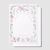 Invitations En Vélin Coquette Famille de Noël Photo Pink Green Doodle (Compenser)