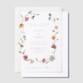 Invitations En Vélin Courbe Fleur sauvage Boho | Mariage (Compenser)
